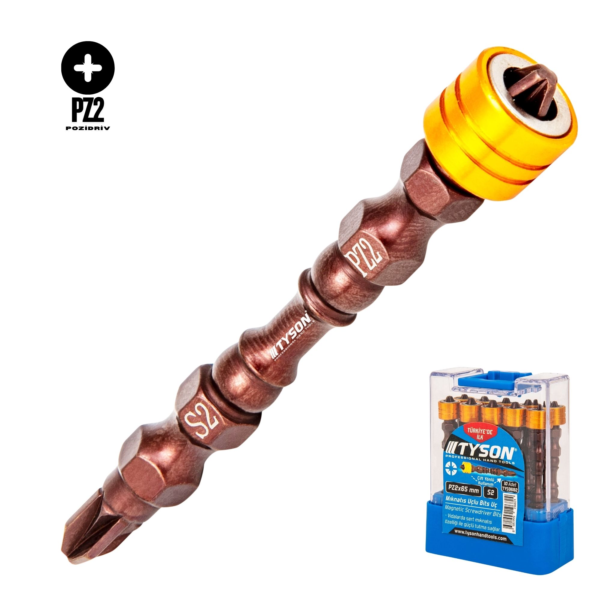 TYSON MIKNATIS UÇLU BİTS ÇİFT YÖNLÜ PZ2*65MM